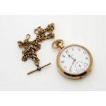A George V 9ct gold open faced pocket watch from H. Samuel, 50mm case, hallmarked to rear and dust