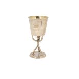 A 1970s silver goblet by DLS, circular base with engraved inscription from Army Catering Corps, with