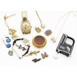 A collection of costume jewellery and wristwatches, including a gentleman's MuDu wristwatch, an