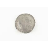 A 17th century style coin, believed to a 1661 Spanish Ducrats or Dutch Rider c1661, bent and worn,