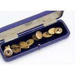 A pair of 18ct gold monogrmmed oval link cufflinks, 8.2g, a pair of 9ct gold circular linked and