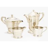 An Art Deco four piece silver plated tea set by B.M Mount