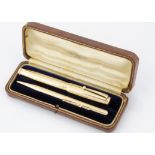 A c1950s gold plated Swan fountain pen and Fyne Point pencil set, in Mabie Todd & Co fitted box