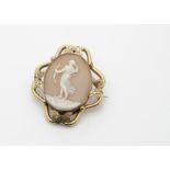 A 19th Century cameo brooch, the oval shell depicting Diana the huntress with bow, within a gilt