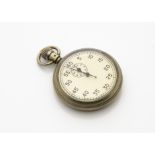A vintage pocket stopwatch, in Dennison case, appears to run