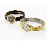 Two c1980s Raymond Weil gold plated ladies wristwatches, both circular, one with white dial on