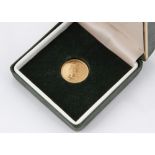 An Elizabeth II gold half sovereign, dated 2000, in box, proof like and UNC