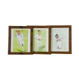 Cricket Caricatures, six framed and glazed signed caricatures, comprising Sunil Gavaskar, Glenn