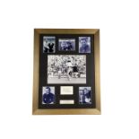 Brian Clough O.B.E, signed presentation containing six black and white images, 70cm x 90cm with