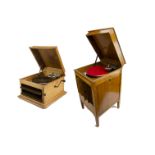 Two Columbia gramophones, a 117A table grand and a 123A bijou cabinet, both with No 9 soundbox,