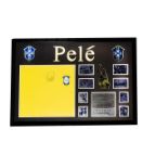 Pele, signed presentation frame for the Brazilian player Pele, including achievements, images of