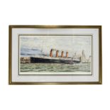 Limited Edition Signed Print Lusitania at Liverpool, a framed and glazed print signed by the