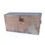 A Vintage wooden automobile travel trunk, together with two vintage travel trunks, one in green