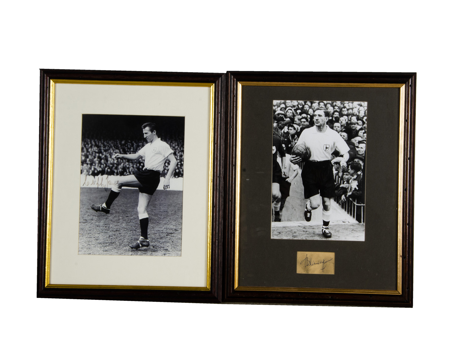 Tottenham Hotspurs, two black and white images of Cliff Jones and Danny Blanchflower, both with