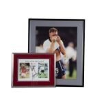 England, two signed coloured images, one of Paul Gascogne, the other of Alan Shearer and Gary