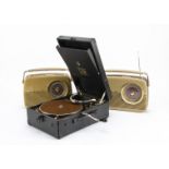 A portable gramophone, HMV model 101J, with No. 4 soundbox, in black case (in good condition, but