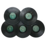 7-inch Zonophone records, five, green label, by Alf Gordon (2), Chas. Holland, Hamilton Hill, Walter