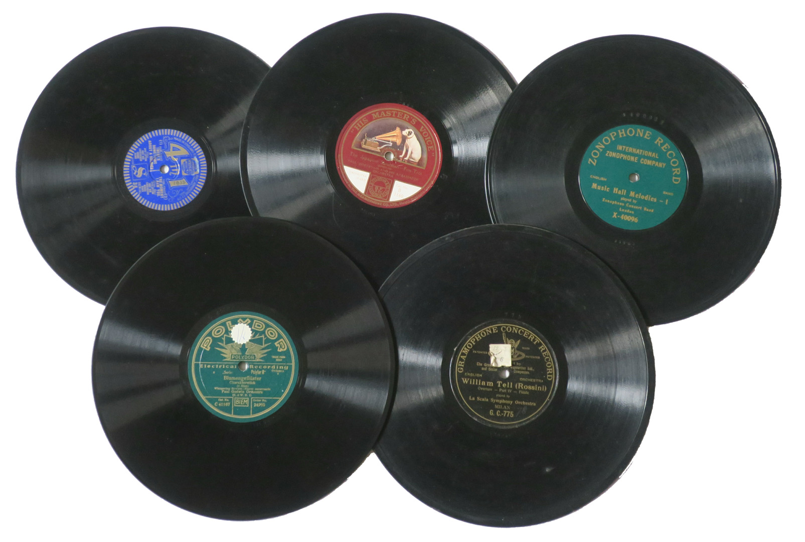 10-inch records, 166, band and popular, acoustic and electric, in 2 racks