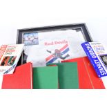 A collection of stamp collecting accesories, and other items, including a Red Devils signed t-