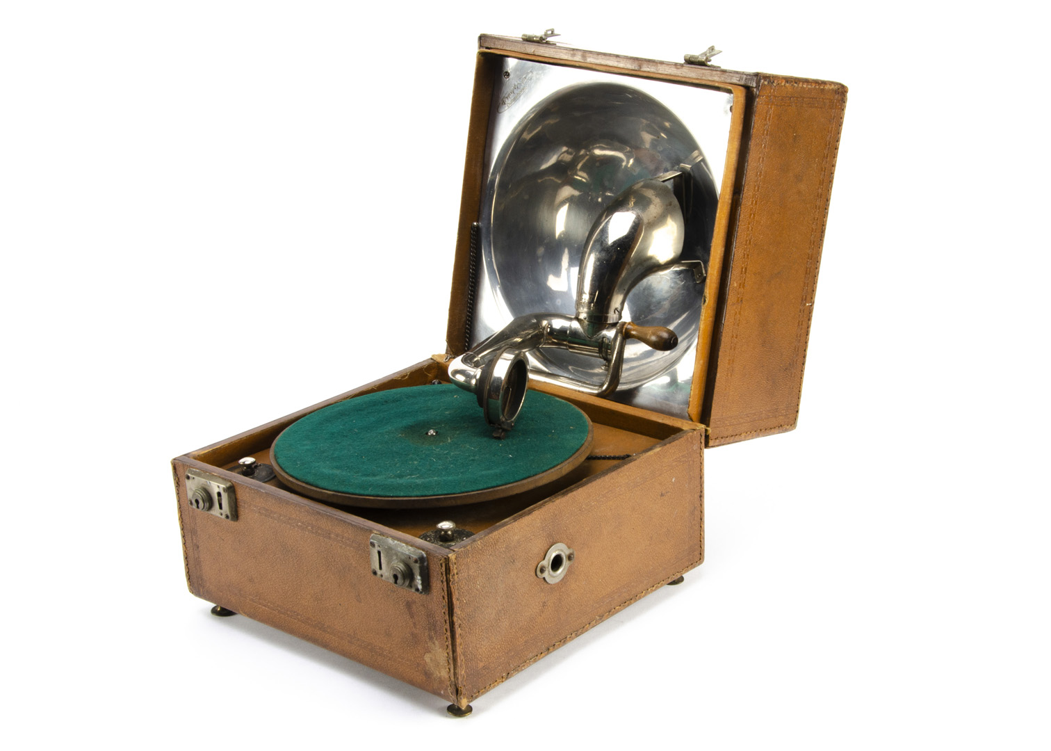 A portable gramophone, Dulcephone Decca, early model with rear carrying handle, Dulcephone New