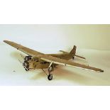 A Ford Tri-Motor Monoplane, wood and corrugated aluminium detailed scale model Aeroplane, 102cm