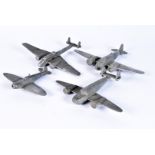 A group of four WWII Aircraft recognition models, in the form of a Supermarine Spitfire, Lockheed
