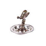 A chromed Rolls Royce Spirit of Ecstacy ashtray, the Spirit of Ecstasy mounted to a circular base,