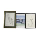 Prints, two framed prints of pencil drawings of Mike Gatting 268/300 and Graham Gouch 388/500,