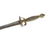 A French Small Sword, c.1720, having guard decorated with helmets, stands of arms and floral