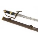 A Georgian 52nd Cornwall Regiment Infantry Officer's Spadroon Sword, having ebony grip with 52