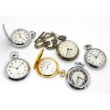 A boxed modern Tissot gilt full hunter pocket watch, together with four Ingersoll pocket watches and