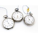 Three Victorian silver open faced pocket watches