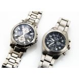 Two modern Seiko chronograph quartz stainless steel gentlemens wristwatches