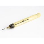 A Victorian ivory retractable pencil and fountain pen by S. Mordan & Co