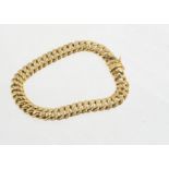 A 750 marked flattened curb link textured bracelet, with tongue and box clasp, 21cm, 16g (af to