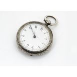 A late Victorian silver lady~s open faced pocket watch