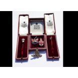 A collection of Honourable Artillery Company and City of London brooches and stick pins, in 9ct gold