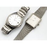 Two c1980s Seiko quartz stainless steel gentlemens wristwatches, one a dress watch with mesh style