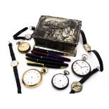 Two gold cased ladies wristwatches and other watches, one a Zenith, the other an Art Deco 9ct gold