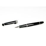 A Mont Blanc Meisterstuck roller ball pen, black with platinum mounts and clip, good condition