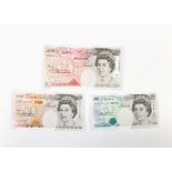 Three modern British bank notes, all from Chief Cashier Graham Kentfield, including a £50 (H26