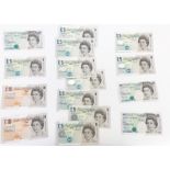 Fifteen modern British bank notes, including Butler two £10, twelve £5 (8 sequential and 2