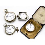 A gold plated open faced pocket watch, in box, together with a Goliath open faced pocket watch and