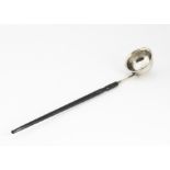 A small George III silver toddy ladle, with black painted turned wooden handle, c1799, 23cm