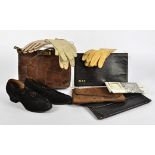 A selection of ladies vintage bags, including four leather clutches and an alligator skin handbag
