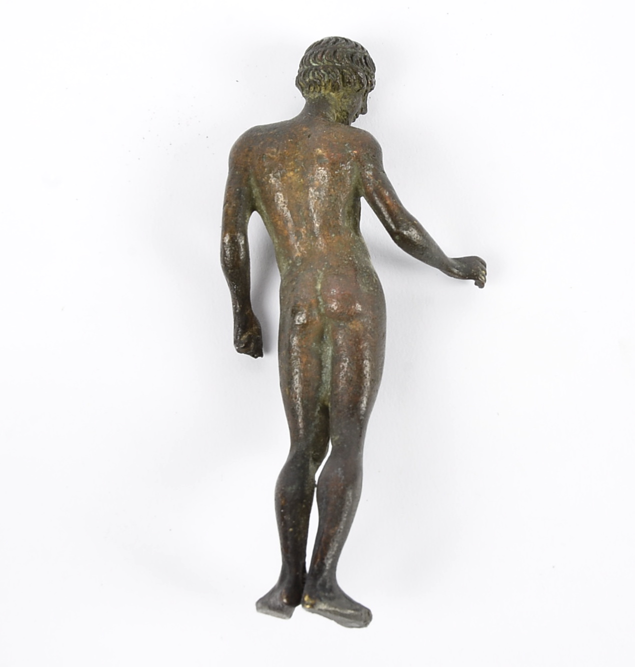 After the Antique a late 19th Century Grand Tour Study miniature bronze figure of a Roman youth, - Image 2 of 2