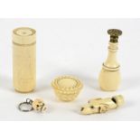 A small group of 19th and early 20th Century ivory and bone objets d'art, to include a memento