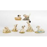 Seven Royal Doulton '101 Dalmatians Collection' figures, including 'Rolly', 'Penny', 'Patch in