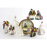 Five balloon seller figures, by Royal Doulton including 'Silks and Ribbons', 'The Balloon Man', '