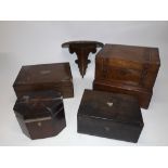 Georgian and Victorian Caddy and Boxes, a Georgian octagonal mahogany two division tea caddy with